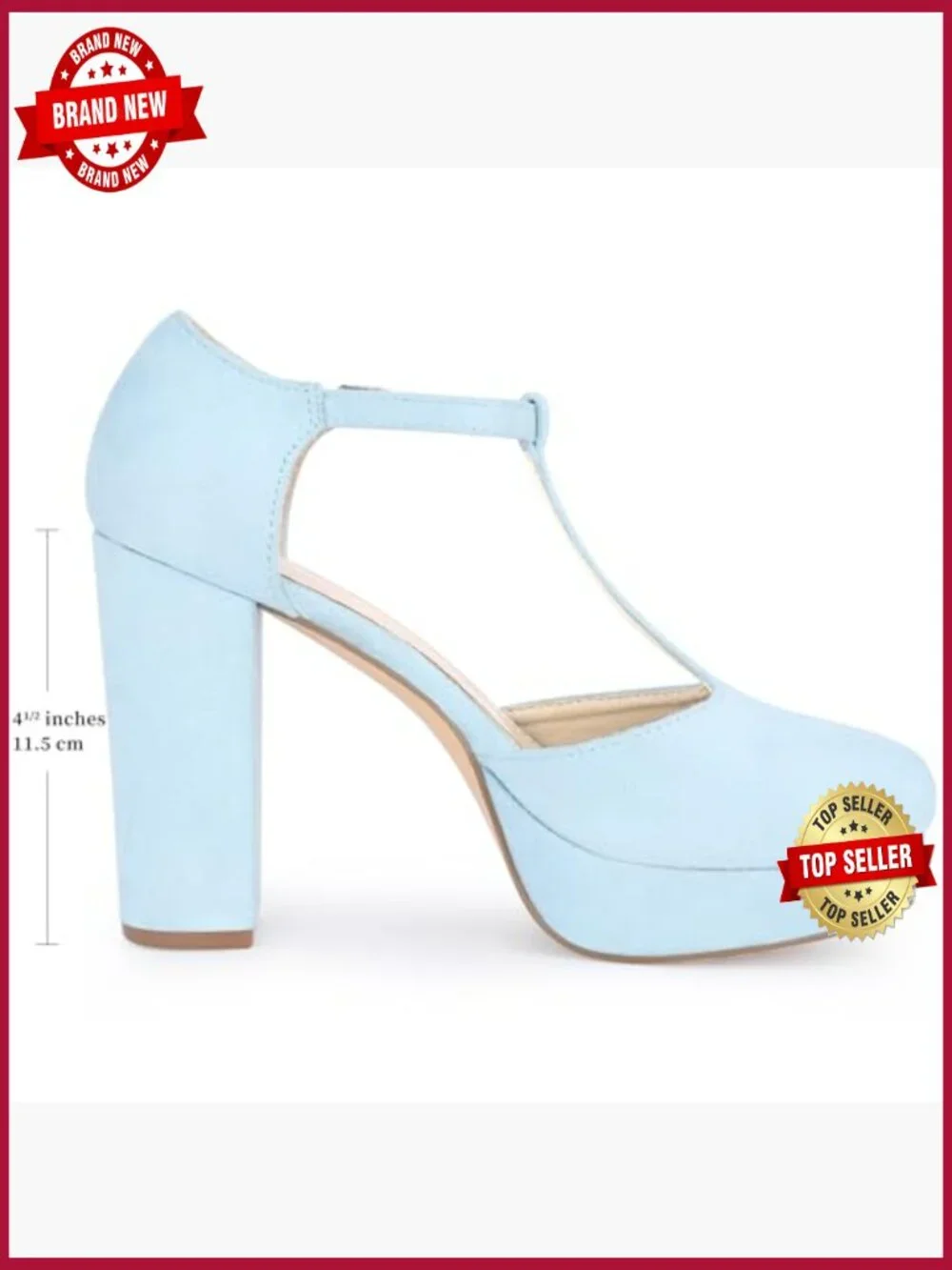 Women's Platform Chunky Heel Mary Janes Pumps Retro T-Strap Ankle Strap Dress